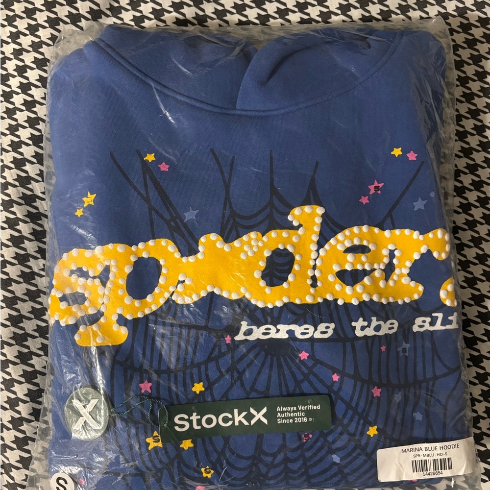 Blue Hoodie with Yellow Graphic